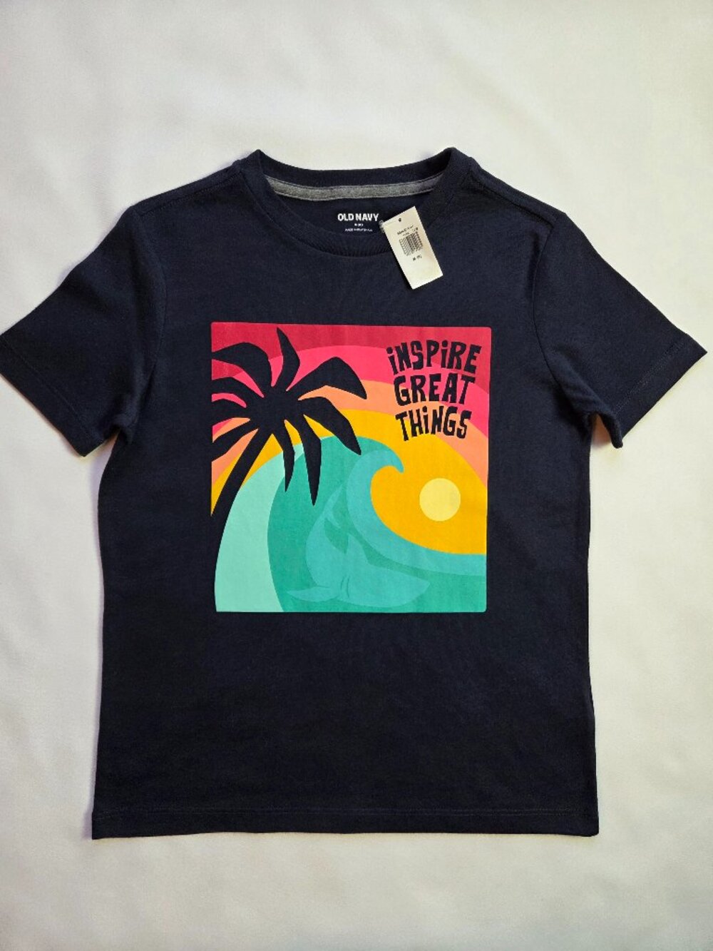 Old Navy Boys Graphic T-Shirt(size M 8)- Navy Blue